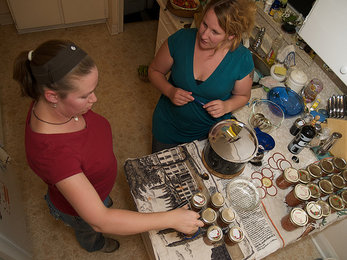 Making salsa Alice and I, canning up a storm
