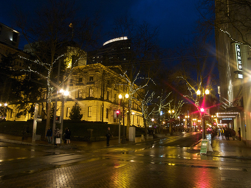 Downtown Portland, at night, New Year's Eve Downtown Portland at Night