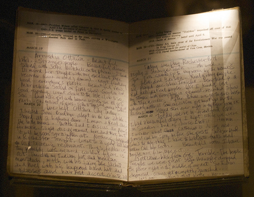 Jimi Hendrix's diary, on display at the EMP Jimi Hendrix's Diary