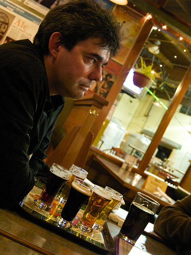 Cass enjoying a sampler at Hale's Ales Cass sampling Hale's Ales