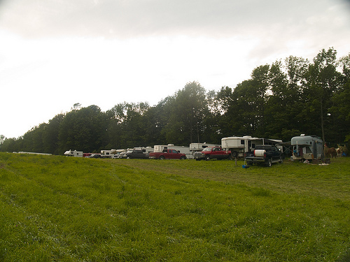 5-Day Ride - trailers on the hill