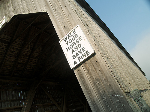 Covered bridge along the Shepody Dam Rd. Walk your horse and save a fine