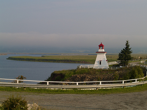 Lighthouse along our Fundy coastal drive, early morning Fundy Coastal Hwy, New Brunswick