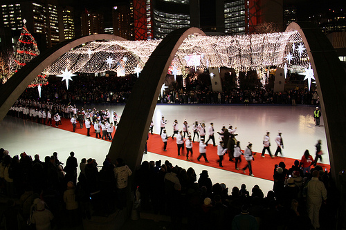 Toronto's Nathan Phillips Square prepping to welcome the Olympic flame Olympic Torch Celebration, Toronto