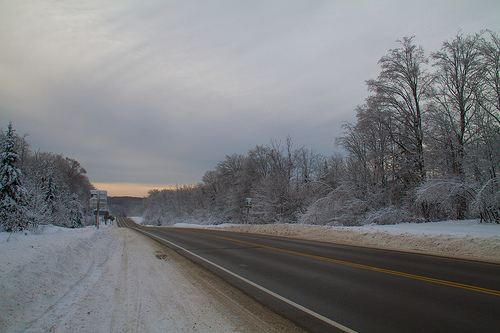 The drive to Ottawa, near Bancroft, Ontario. Wintry drive