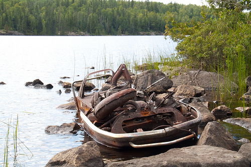 Abandoned and striped ski-doo Wabakimi 2010