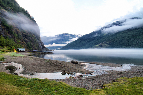 View from the shores of Flåm