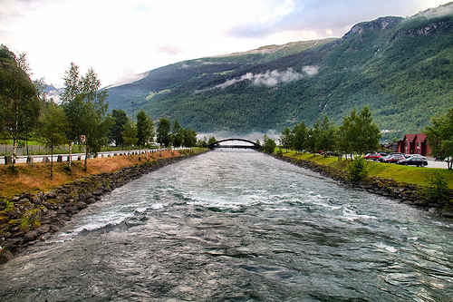 The powerful, swift Flåm river