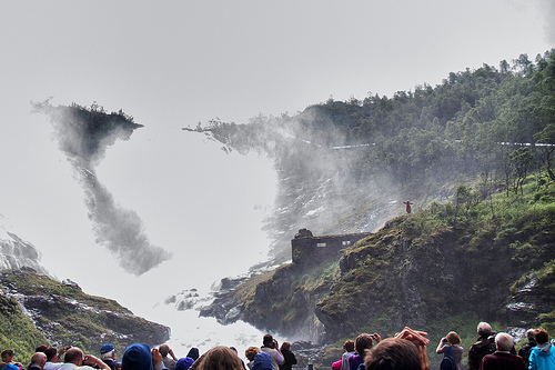 The Kjosfossen waterfall performance