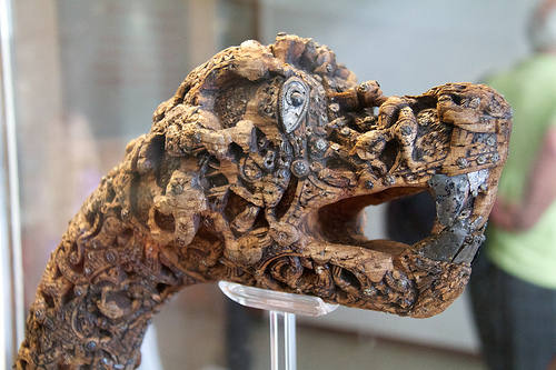 A detail of one of the sleds found with the Oseberg ship