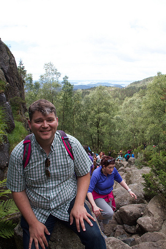 Climbing up to Preikestolen