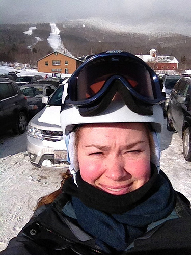 Sarah suited to ski About to learn to ski for first time!