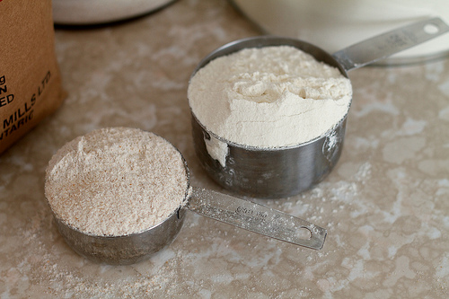 Hard whole wheat and hard unbleached white flour