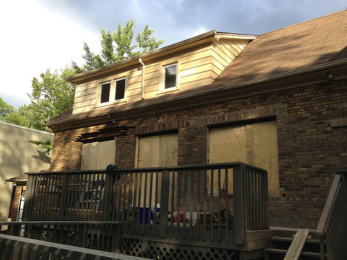 Windows and doors being bricked in at back of house