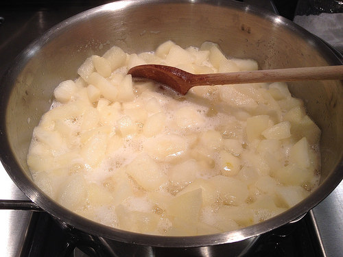 Cooking down the pears